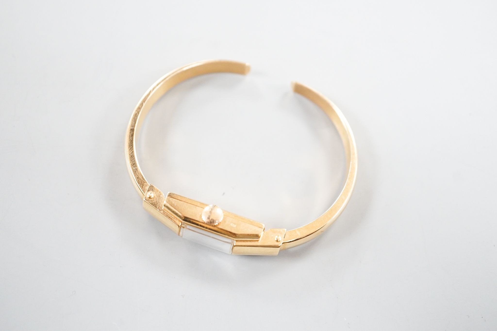 A lady's 18k Verbena open hinged bangle manual wind wrist watch